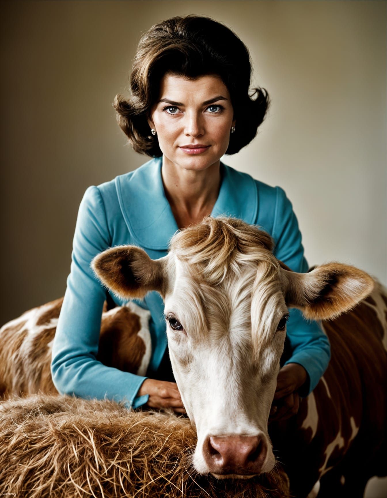 Jackie Kennedy Milking a Cow: 1962 Portrait