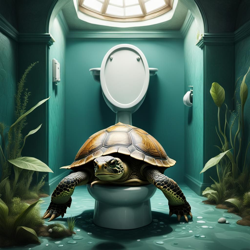 Turtle on Toilet: Detailed Fantasy Concept Art