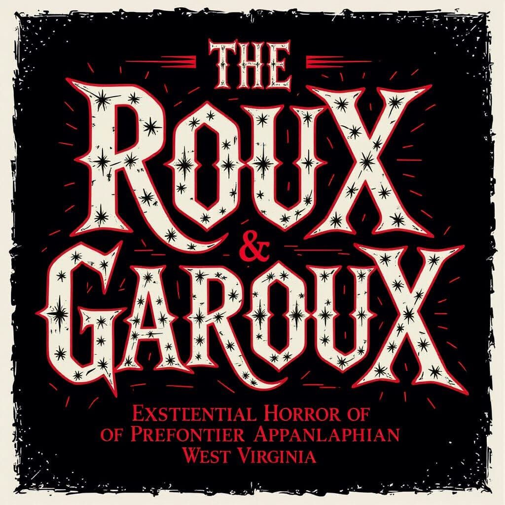 ROUX GAROUX Text in Cybersigilism Font with Horror Elements