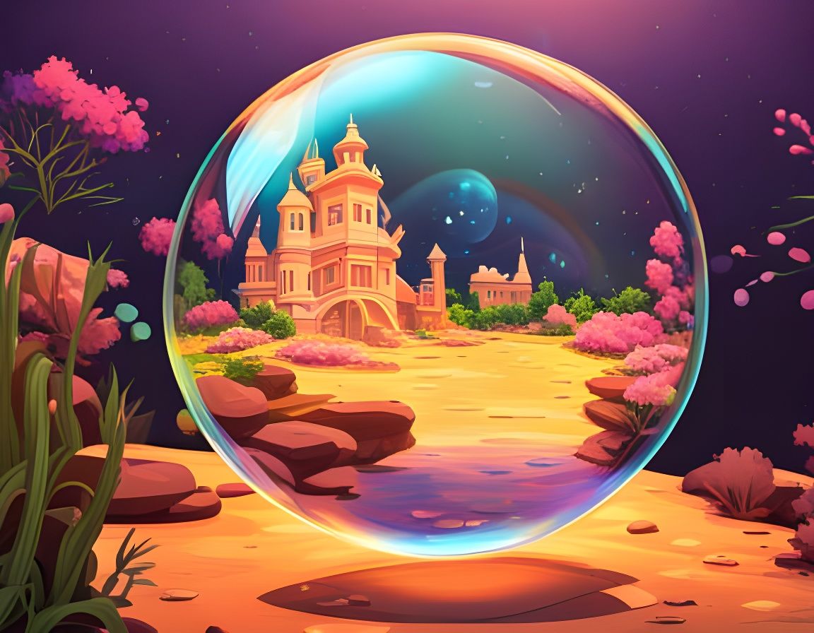 Vibrant World Reflected in Crystal Clear Soap Bubble
