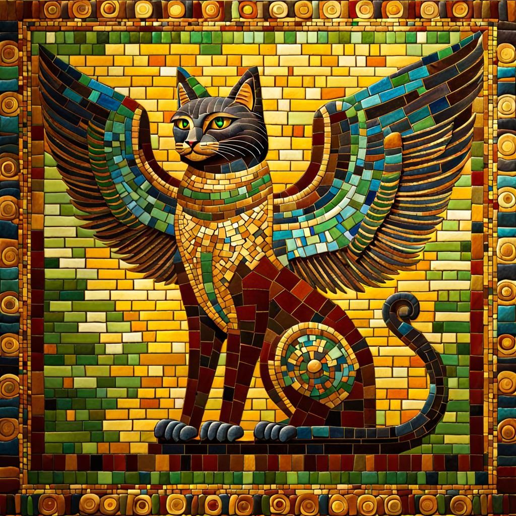 Neo-Babylonian winged cat
(glazed brick wall-mosaic)