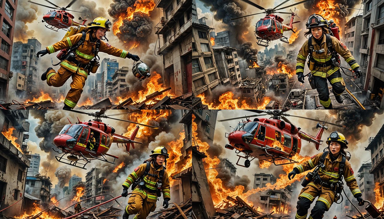 Taiwanese Firefighter Descends into Fire, 3D Anime Art