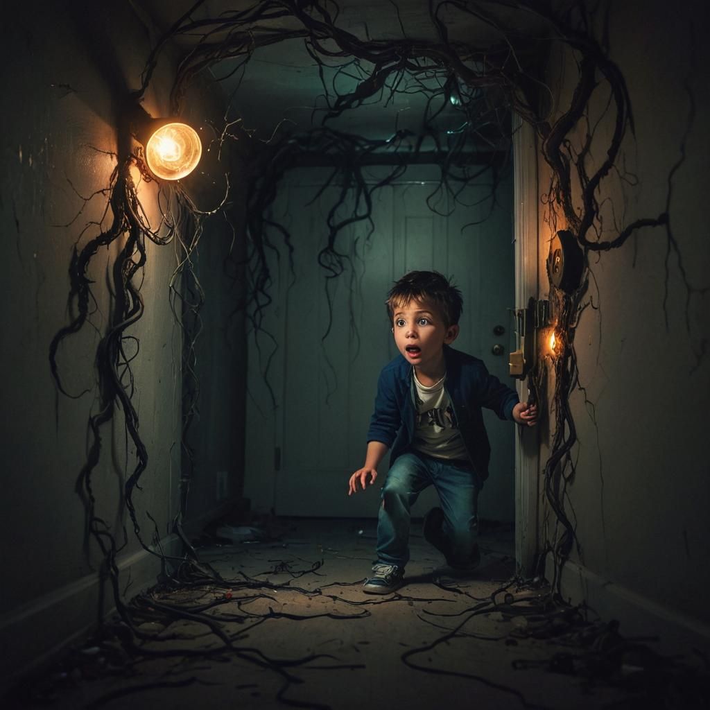 Monster Kid's Escape Through Glowing Portal