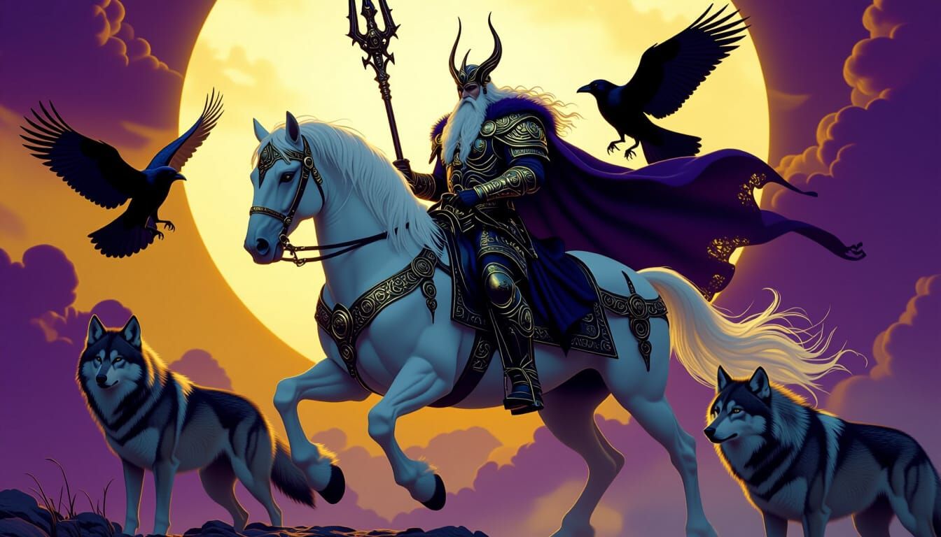 Odin Rides a Majestic Eight-Legged Horse