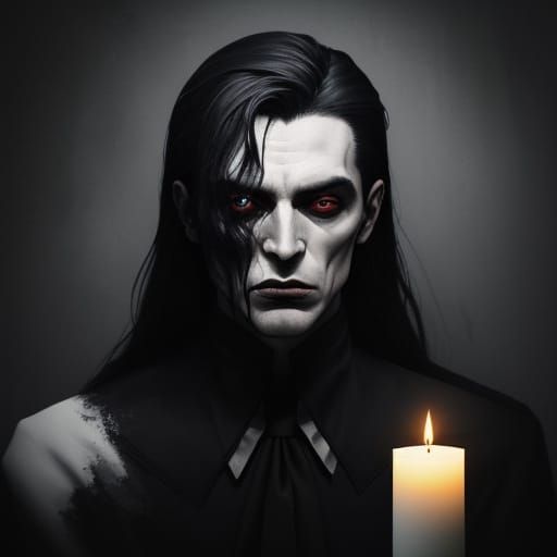 Brooding Vampire in Moody, Monochromatic Haze