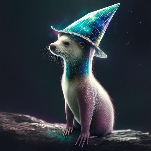 Whimsical Crystal Otter Wizard in Astral Illustration