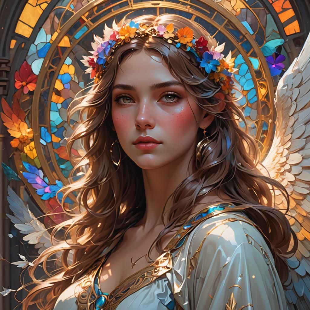 Radiant Angel Portrait in Hyperdetailed Style