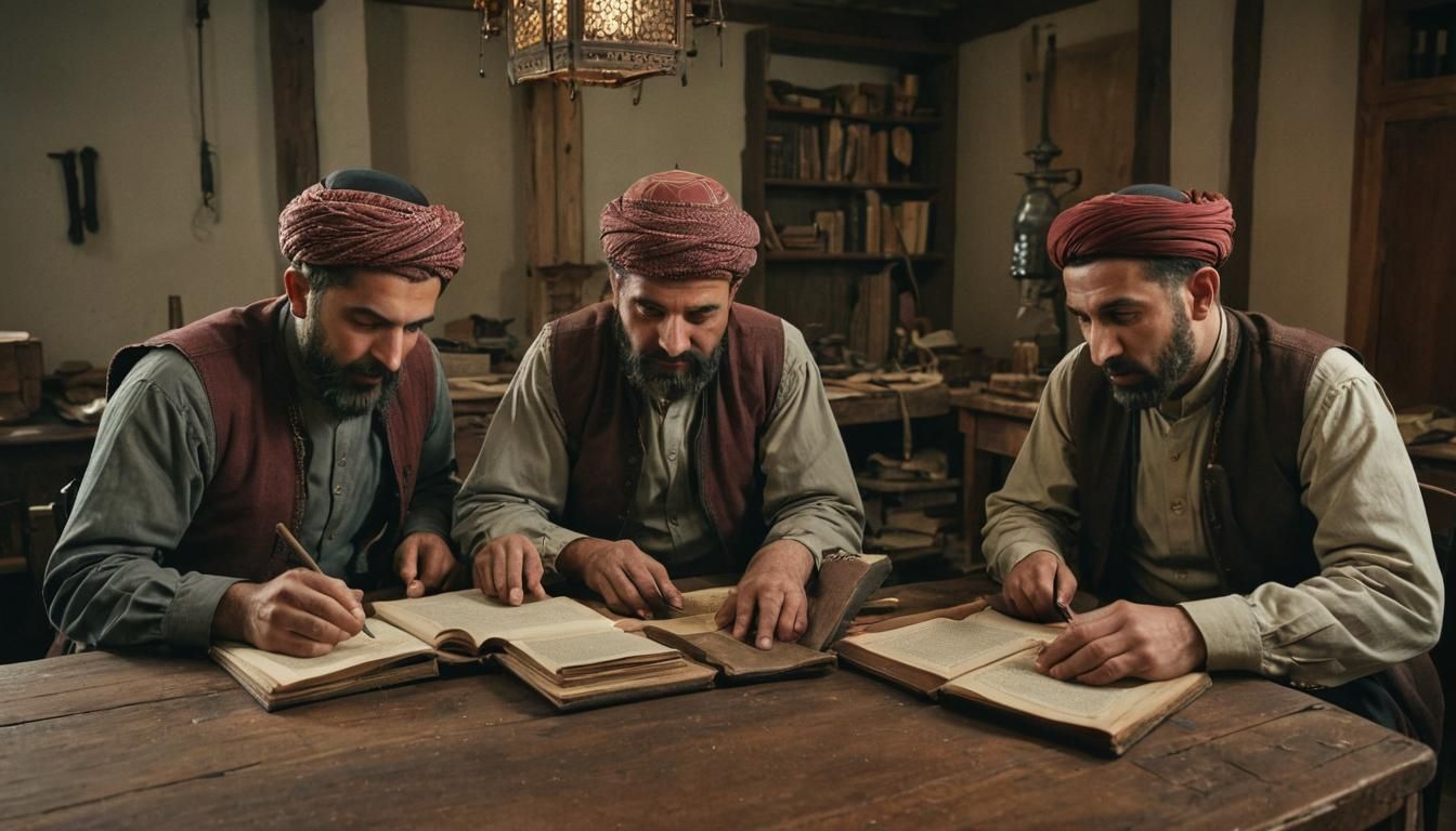Ottoman Bookbinders in Workshop: Historical Photo