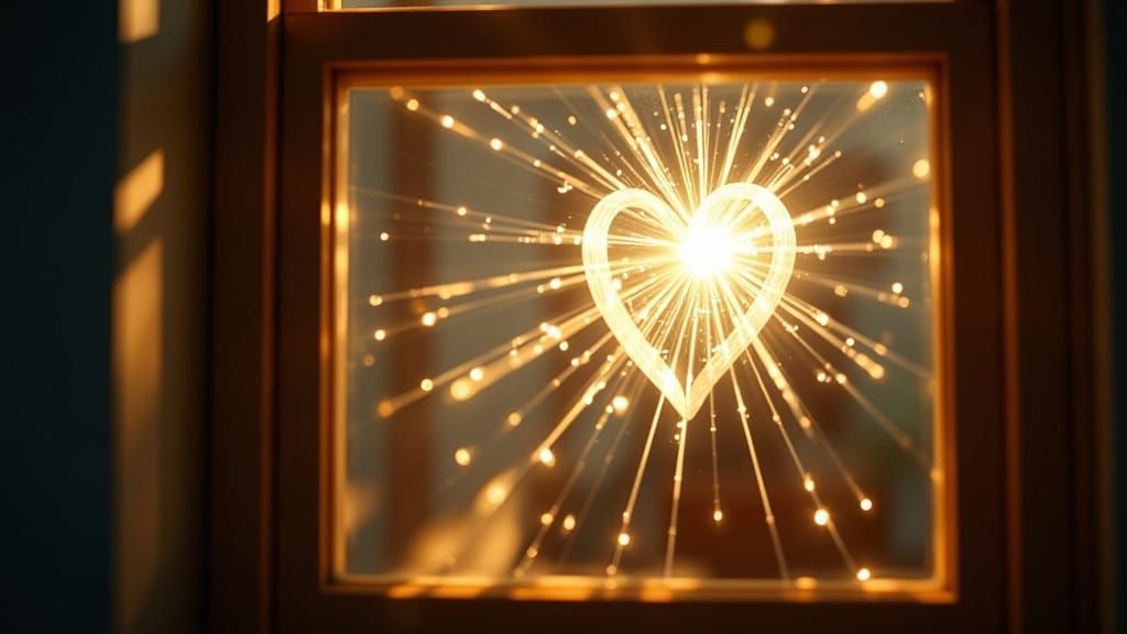 Sunlight Heart Reflected Through Broken Window