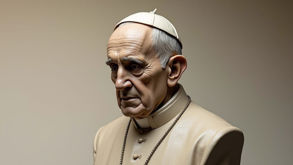 Soapstone Pope Francis in Elegant Renaissance Style