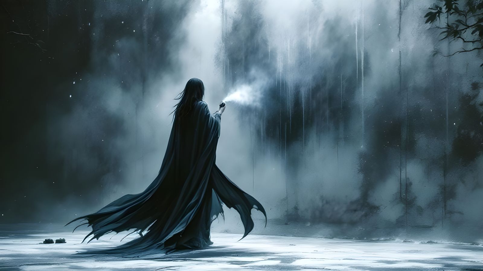 Woman Airbrushing Ethereal Scene as Digital Painting