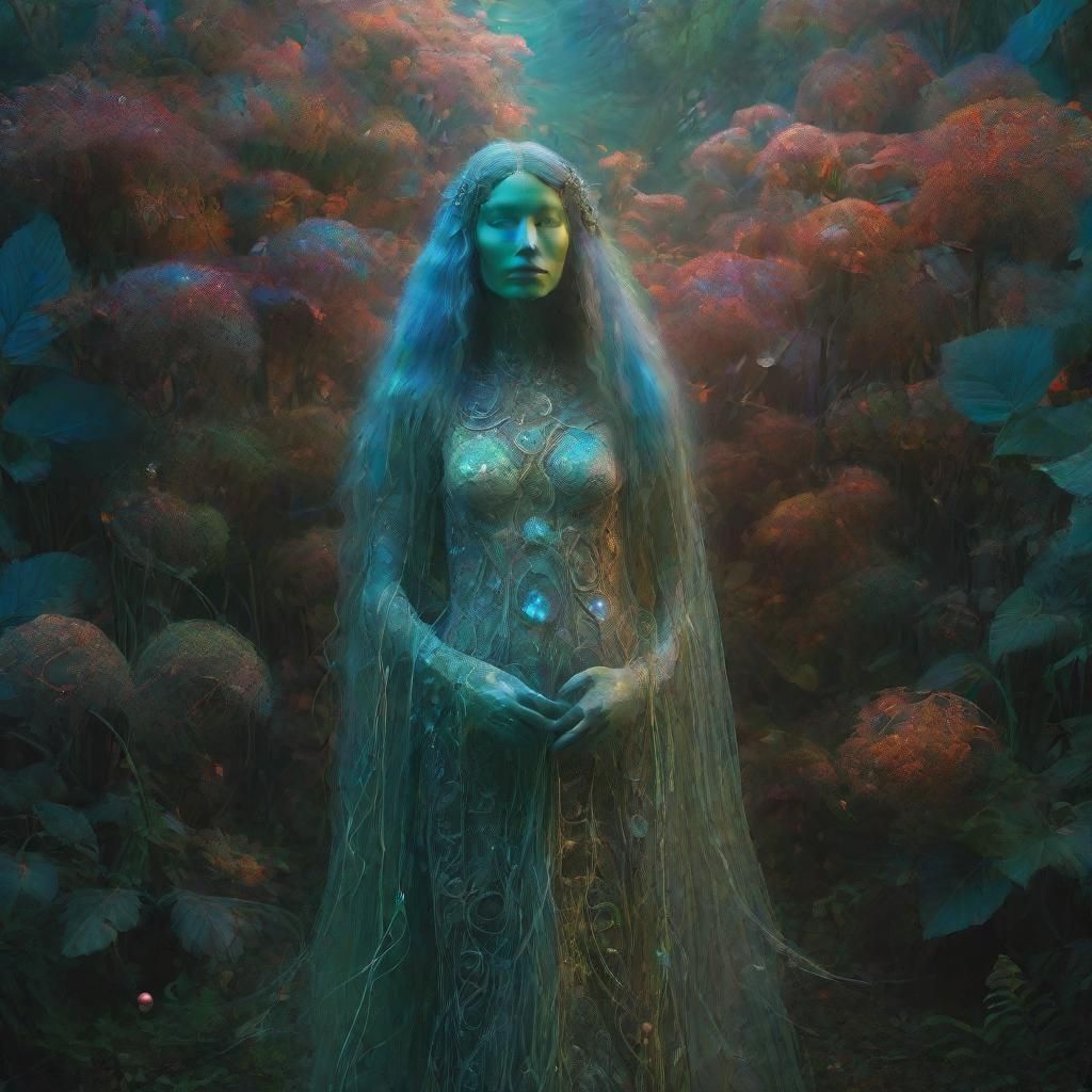 Surreal Glowing Humanoid in Mystical Dreamscape