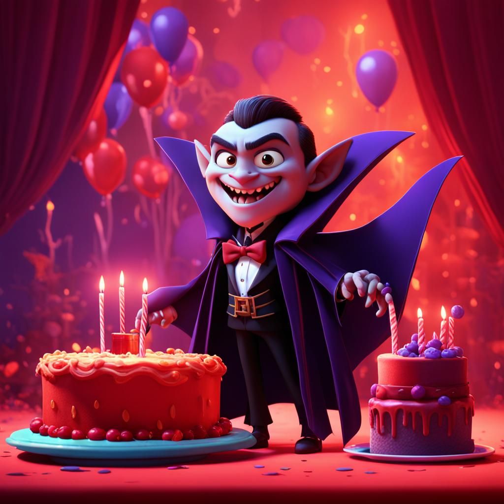 Vampire Birthday Concept Art in Vibrant Cinematic Style