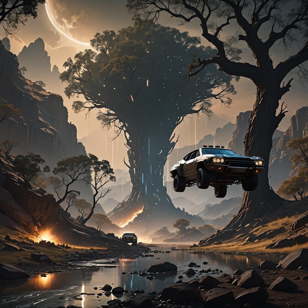 Meteor Shower Disaster in Sci-Fi Landscape