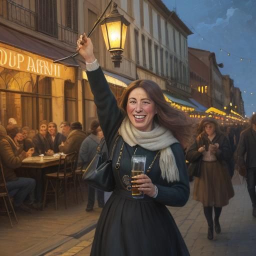 Argentine Street Celebration as Impressionist Oil Painting