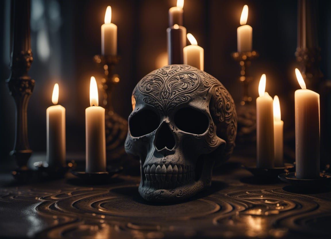 Horror Wizard Room with Skull Carving