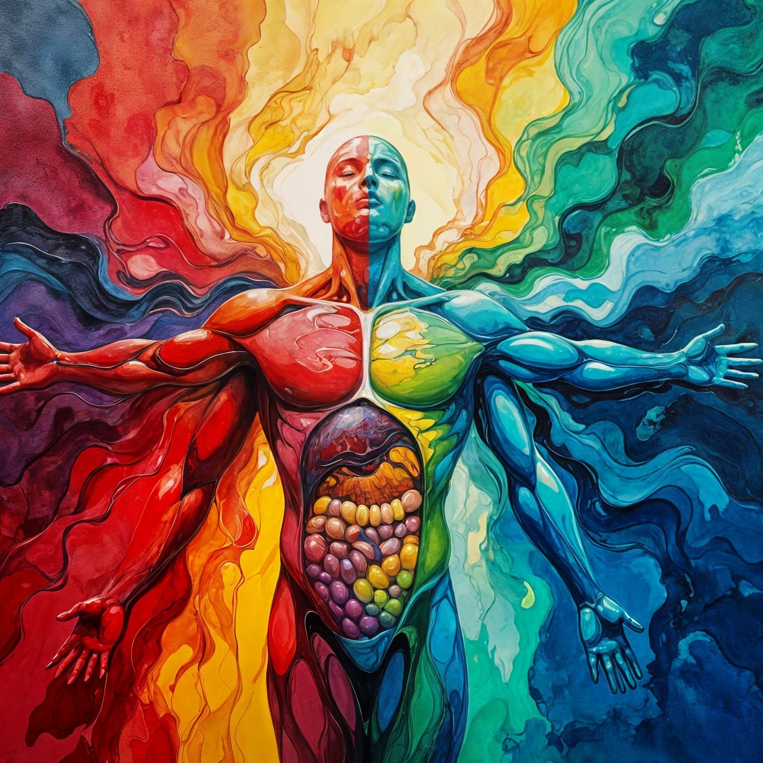 Visible Emotions as Colored Liquids Flowing Through Bodies