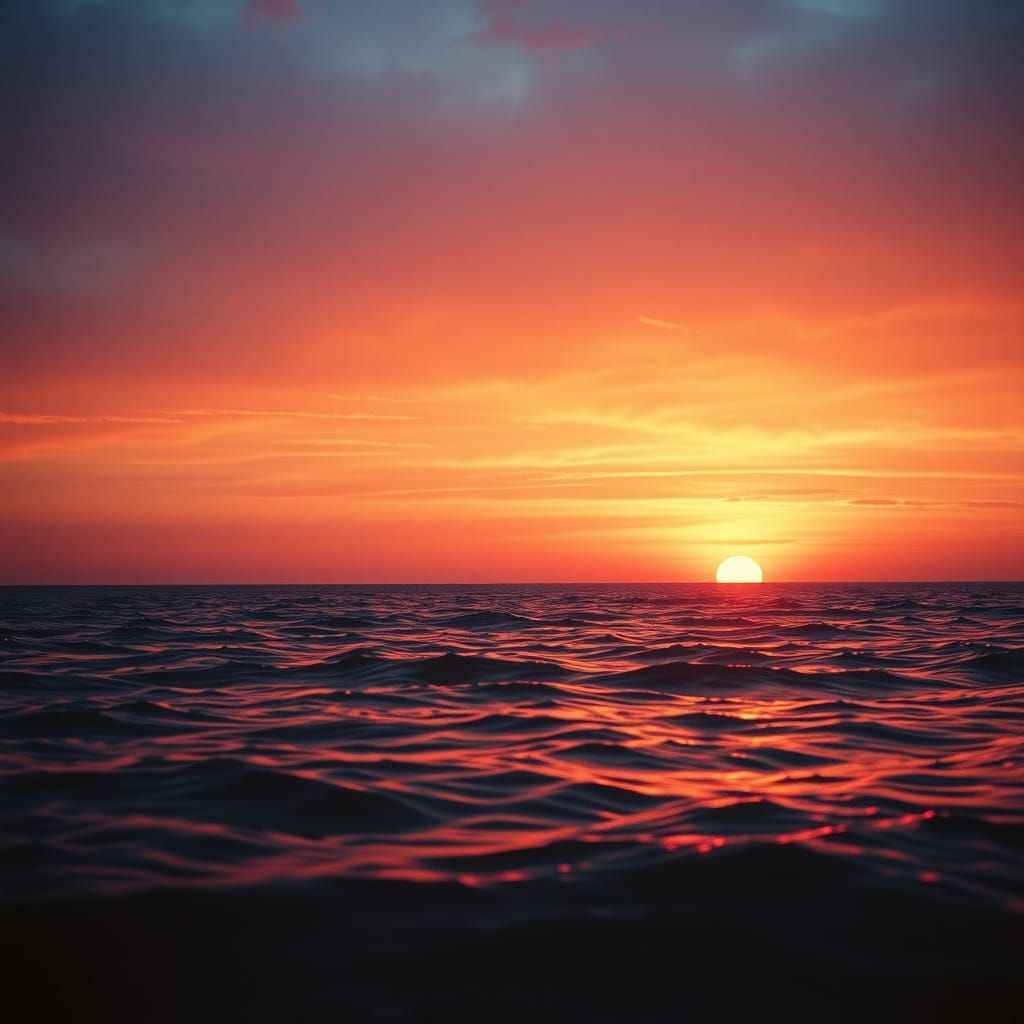 Cinematic Sunset Seascape in Synthwave Style