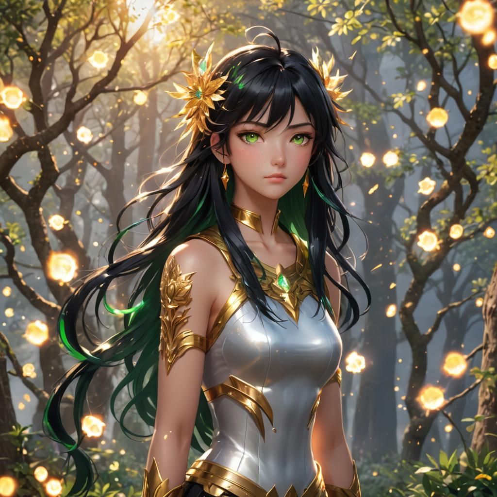 Anime Girl with Piercing Eyes in 3D Art