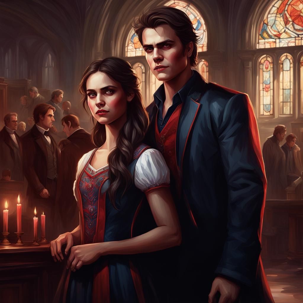 Vampire diaries Elena meets Stefan in a college