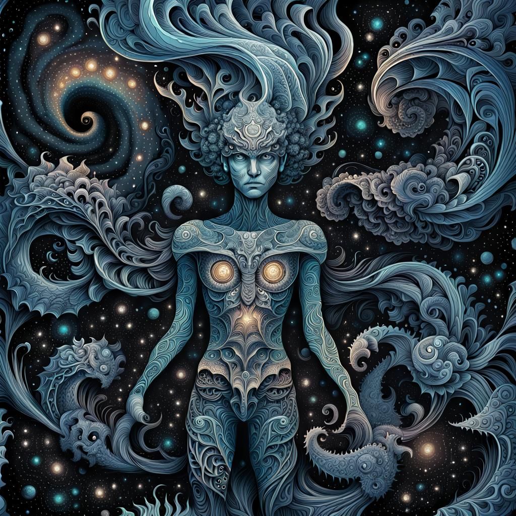 Celestial Being: Intricate Illustration in Comic Book Style