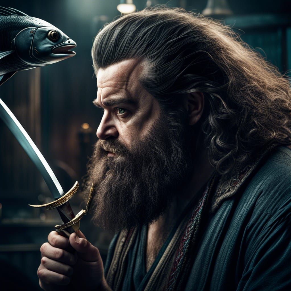 Hagrid's Unusual Shaving Method: Hyperrealistic Close-Up