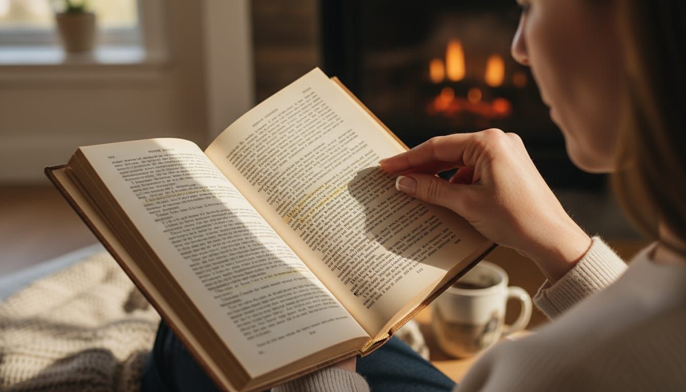 First-Person View of Woman Reading Book