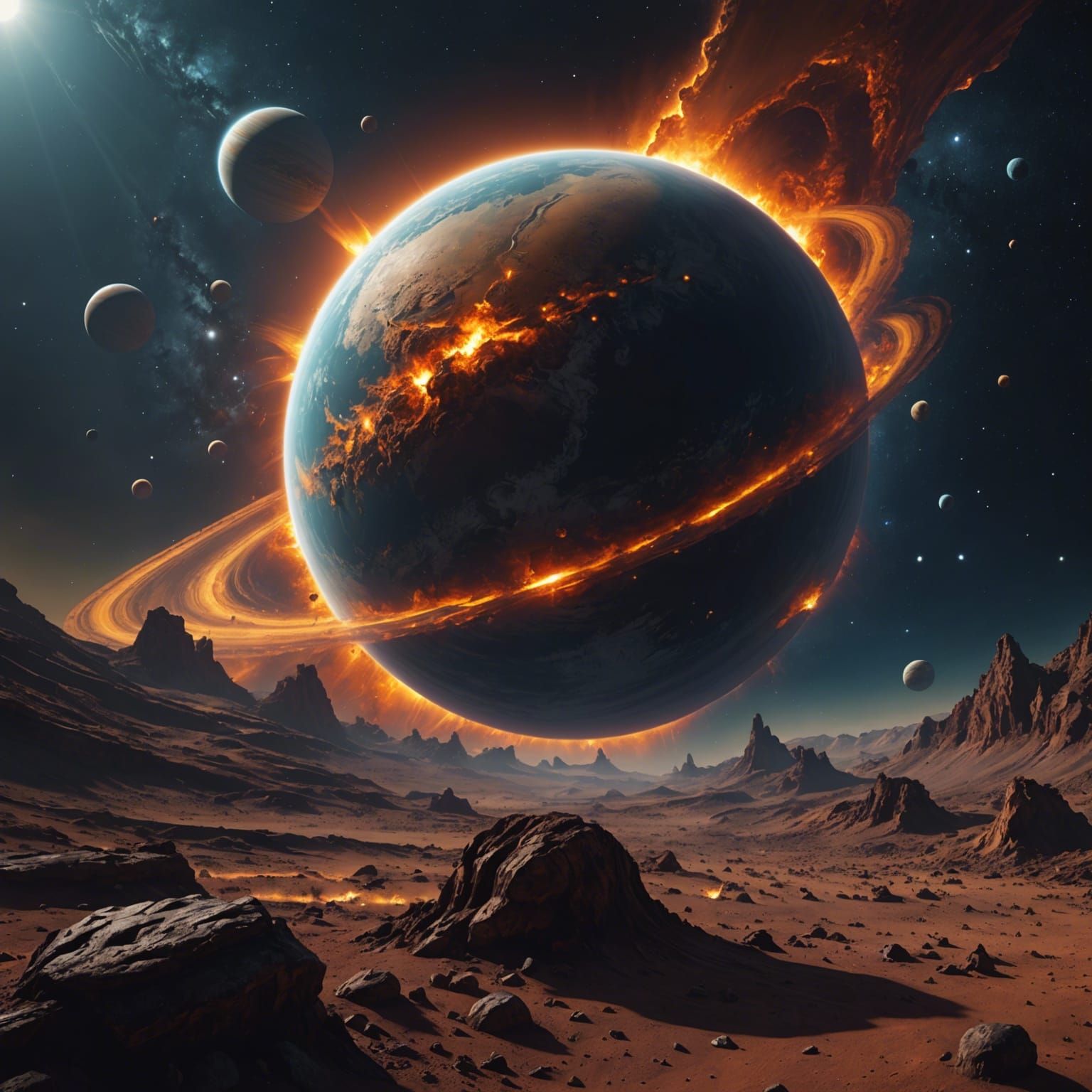 Comet Impact on Gas Giant: Detailed Matte Painting