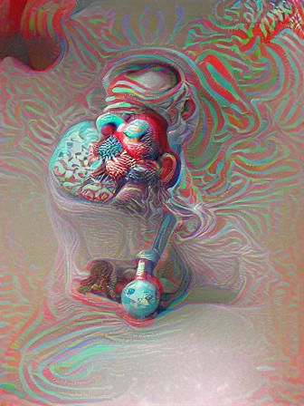 Smoking Monkey in Skull: 3D Anaglyph Art