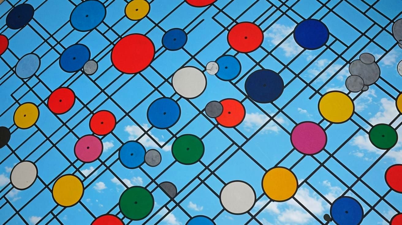 Vibrant Circle Network in Mondrian Style