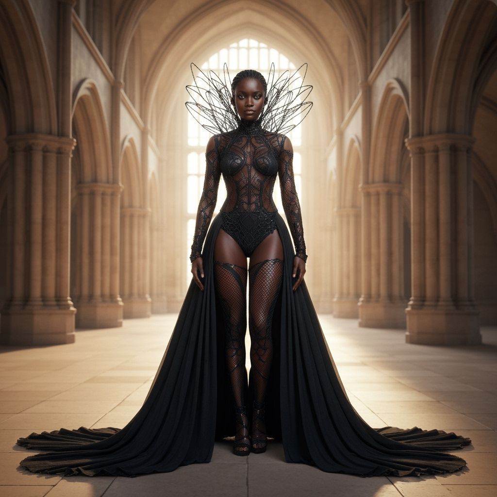 Photorealistic Portrait of a Woman in Avant-Garde Fashion