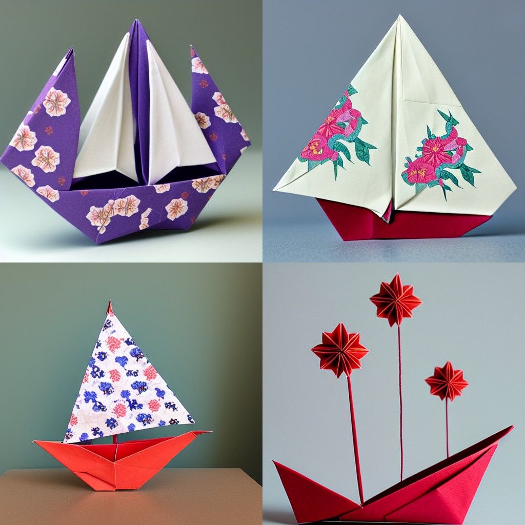 Floral Origami Ship: A Delicate Paper Creation