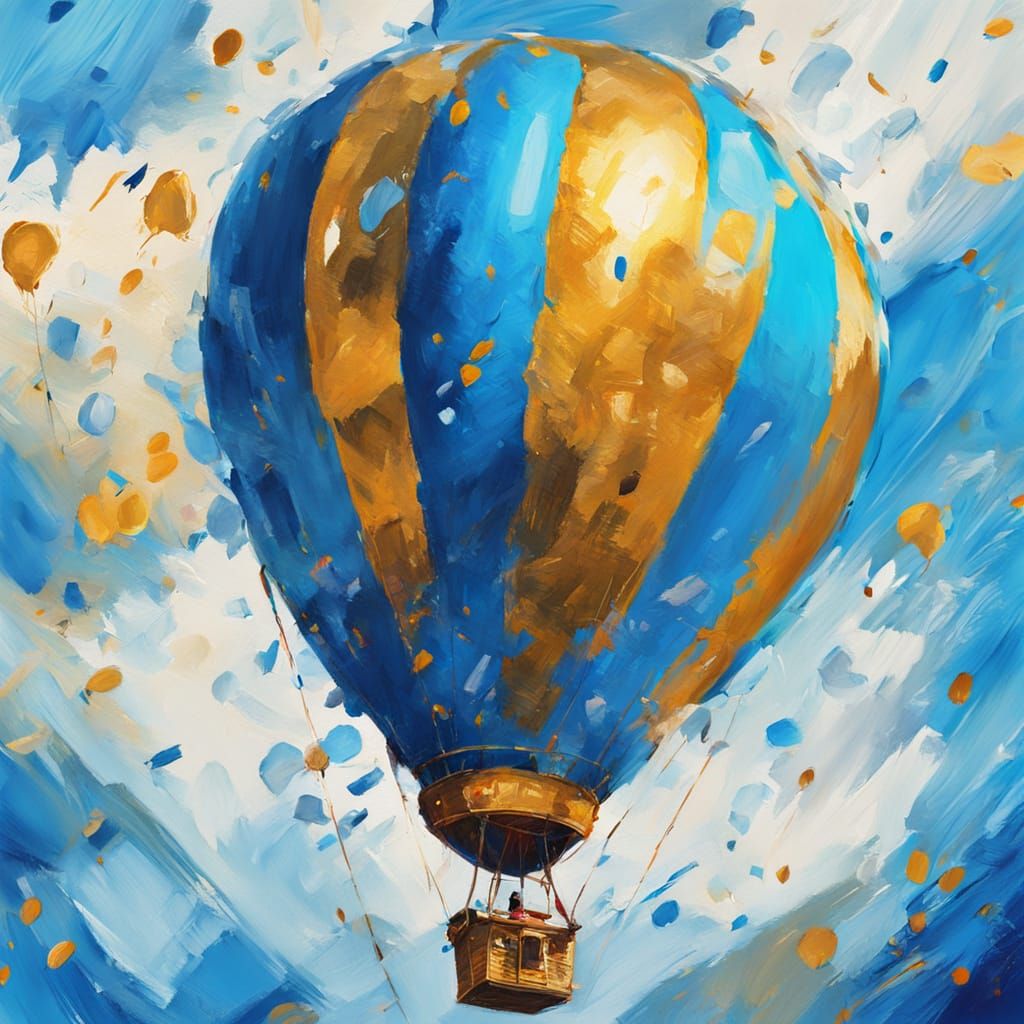 Blue Balloon Gouache Impressionist Macro Masterpiece