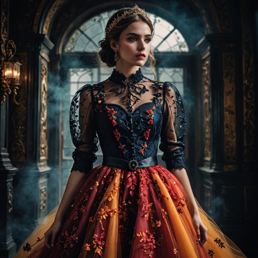 Model in Tulle Outfit: Hyperrealistic Fashion Design