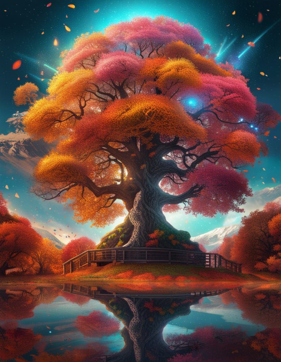 Epic Autumn Tree: A Cinematic Digital Painting