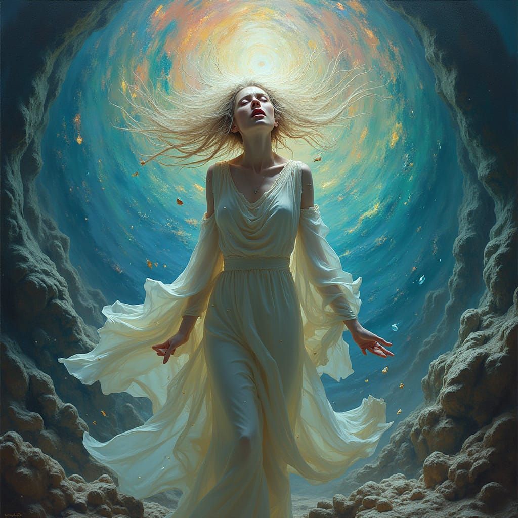 Ethereal Breakthrough in Vibrant, Surrealist Style