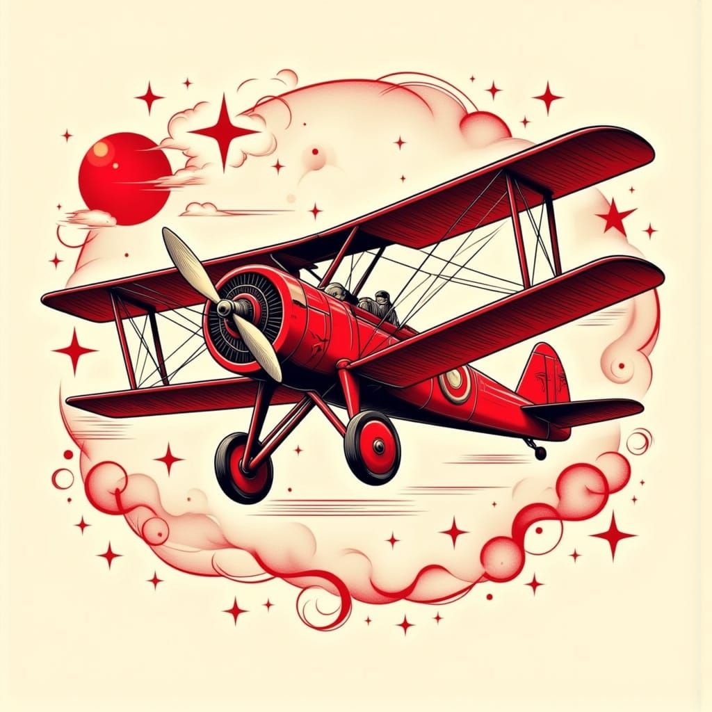 Red Baron Tattoo in Neo Traditional Style