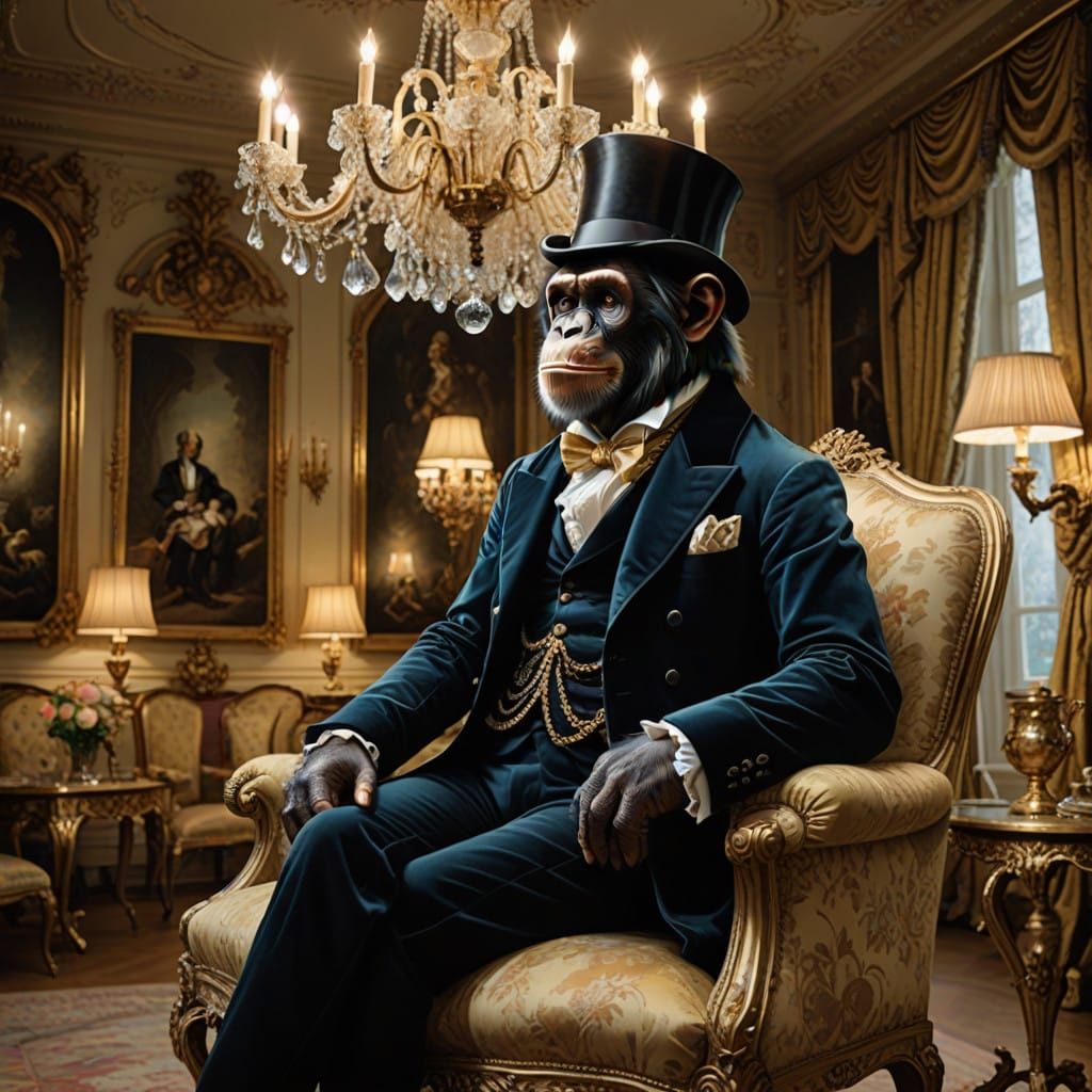 Refined Chimpanzee in Georgian Style Luxury