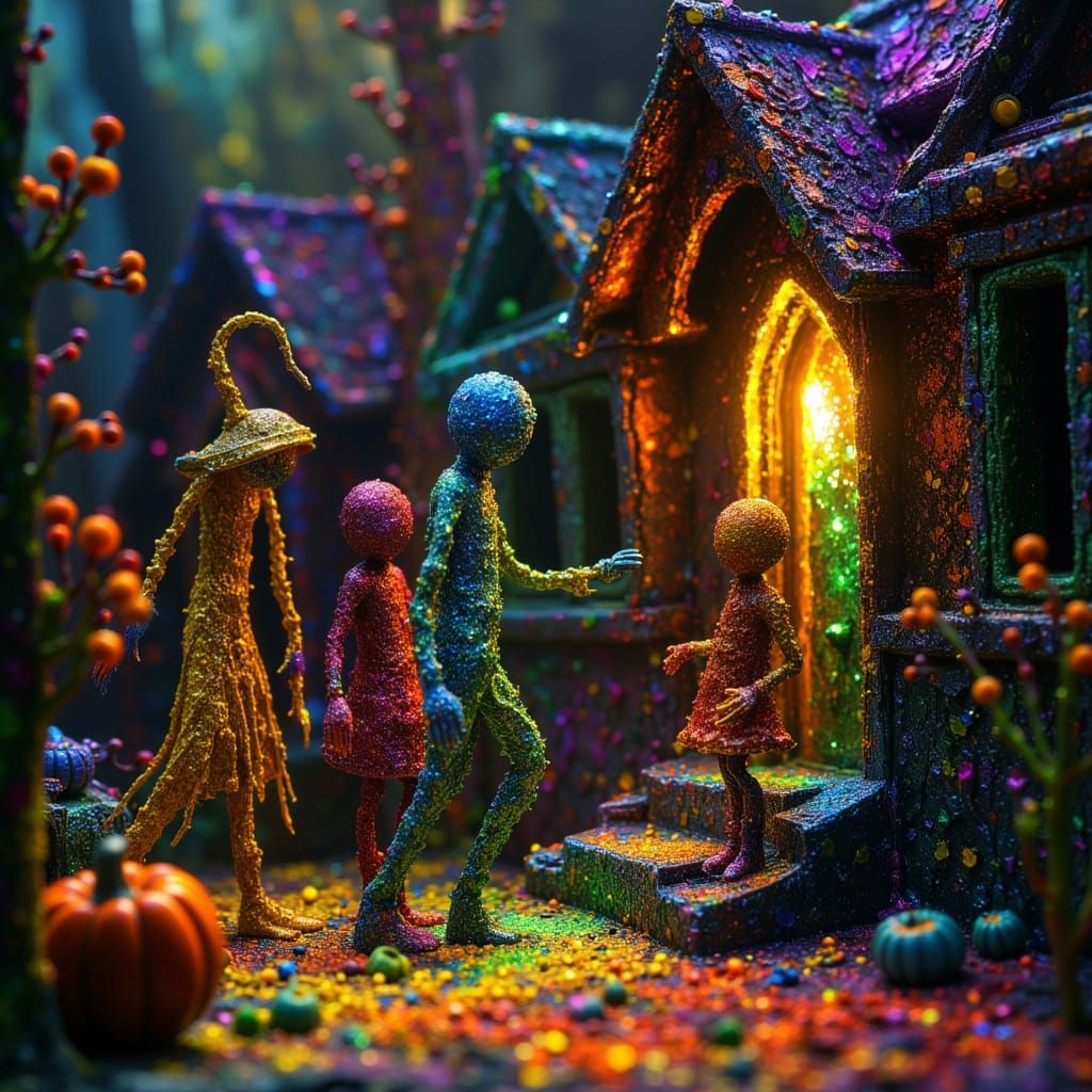 Glassform Village Trick-or-Treating in Vivid Color