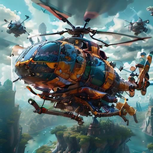 Futuristic Pokemon Helicopter with Intricate Sci-Fi Details