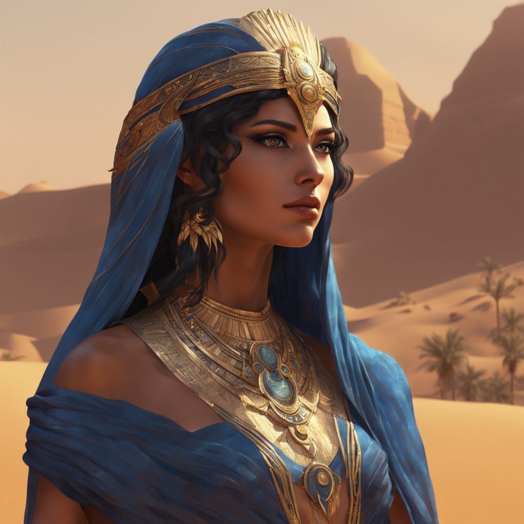Regal Egyptian Warrior in Ancient Desert Splendor
