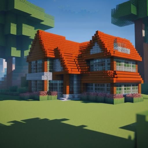 Minecraft Character Builds House in Comic Book Style