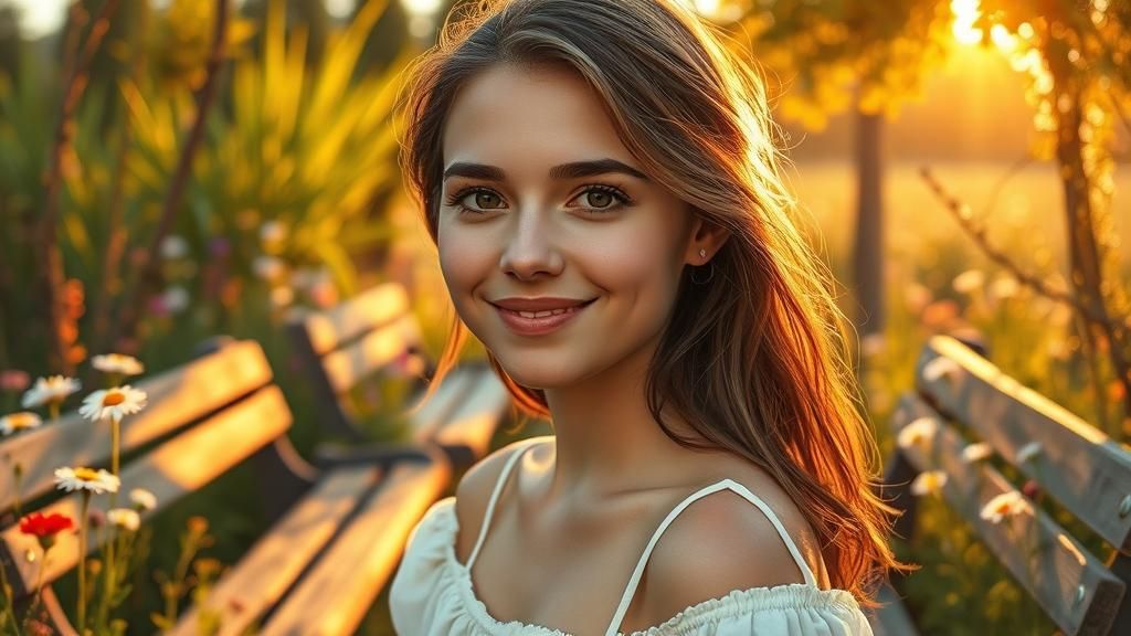 Idyllic Garden Scene at Golden Hour