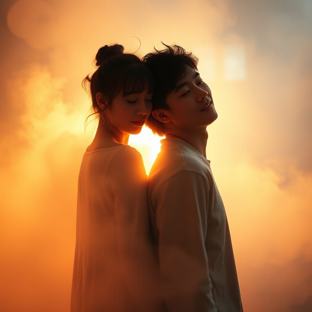 Tender Gaze in Neon Fog: Ethereal Photography