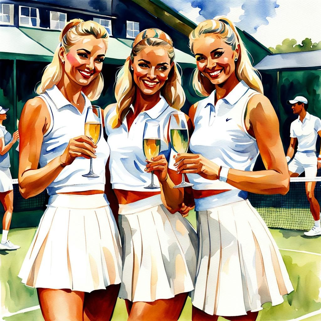 Tennis Club Celebration in Watercolour