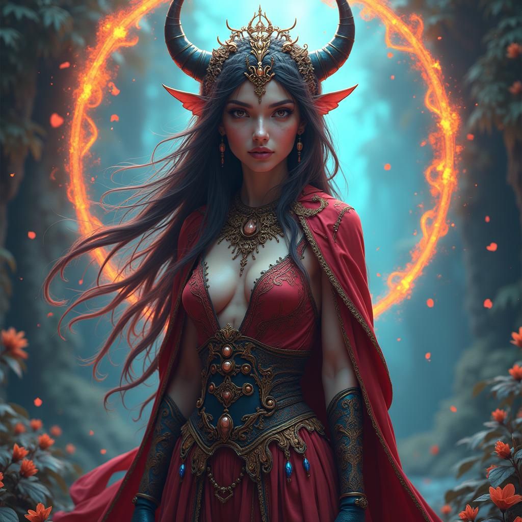 Mystical Woman in Fantasy Landscape, Matte Painting