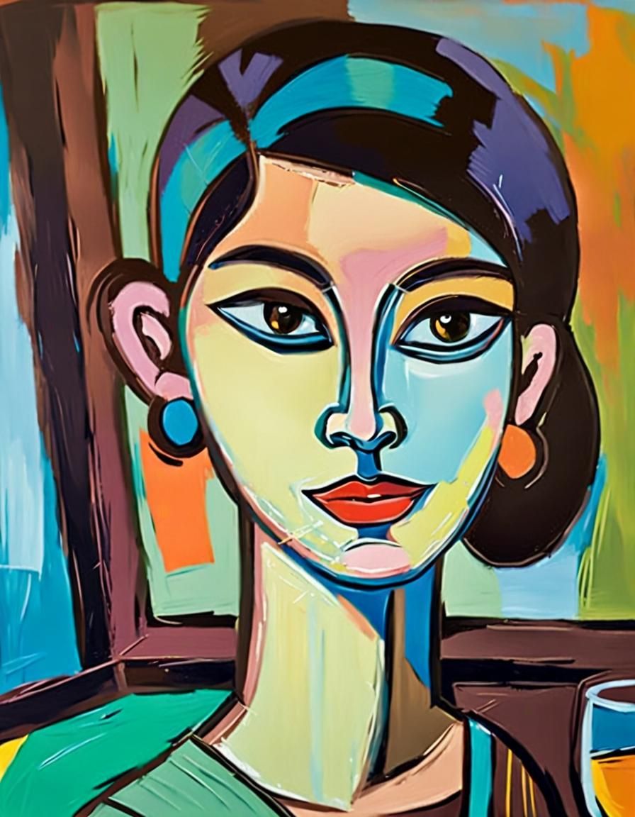 Pop-Expressionist Portrait with Impasto Textures