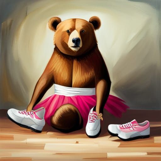 Funny Bear in Tutu and Ballet Shoes