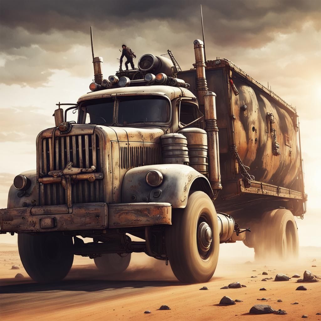 Mad Max Car Chase in Post-Apocalyptic Wasteland