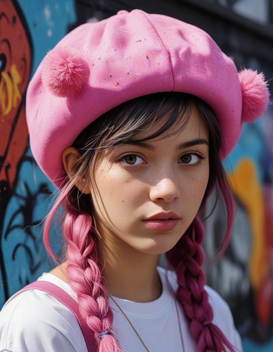 Argentinian Woman in Vibrant Street Art